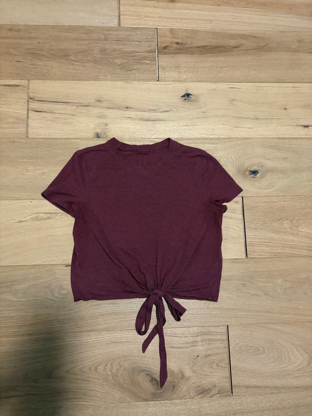 Lululemon Maroon Time to Restore Short Sleeve Tie-Front Tee